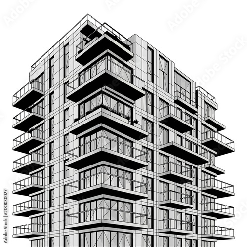 Modern Apartment Building with Balconies