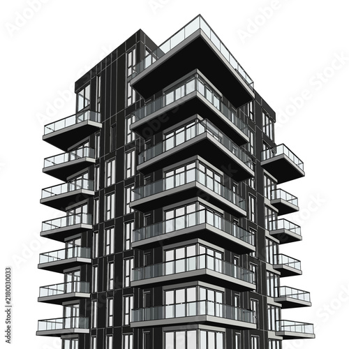Modern Apartment Building with Glass Balconies