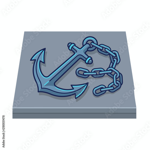 Anchor and Chain Isolated on Transparent Background