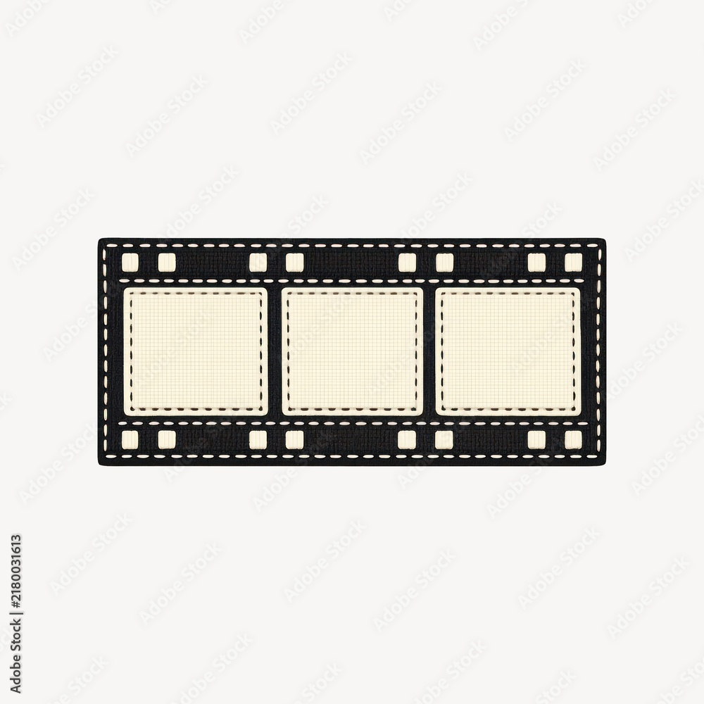 Fototapeta premium Illustration of a vintage film strip with three blank frames.