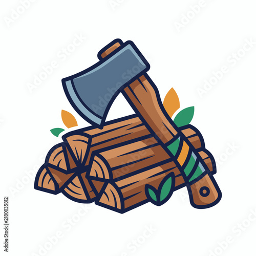 Axe and Woodpile Isolated