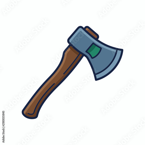 Isolated Axe Tool, Wood Handle, Metal Head