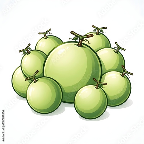 Fresh Green Grapes Cluster with Stem