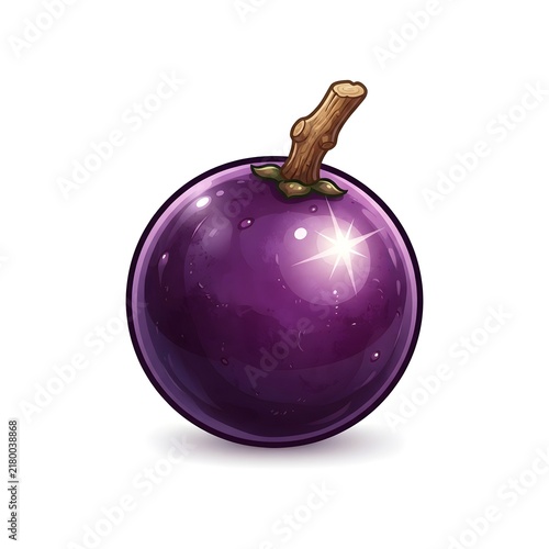 Vibrant Purple Grape Ball with Stem