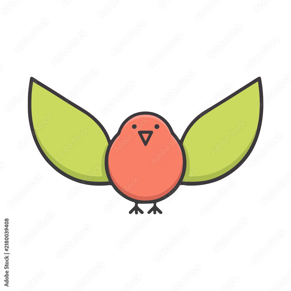 Fototapeta premium Cartoon bird with leaf wings