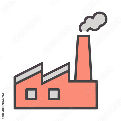 Factory building with smoke icon