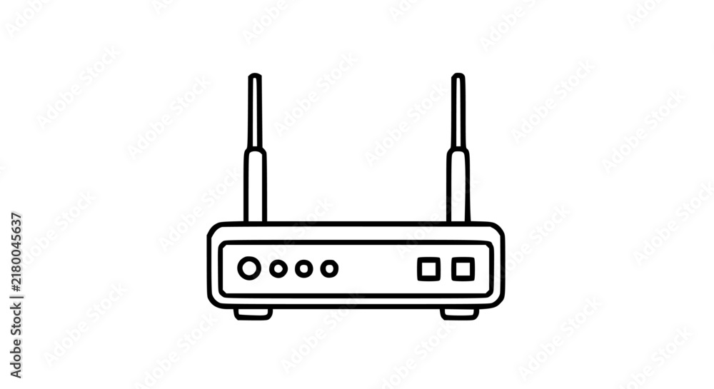 Fototapeta premium Wireless router with two antennas for internet connectivity.