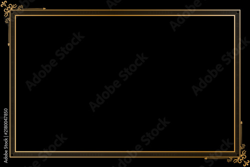 Luxury Vintage Gold Frame and Border with Single Corner Swirls Ornament Design on Black Background for Certificate, Book Cover, Menu and Invitation. 20