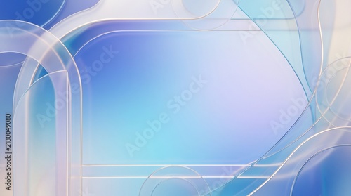 Abstract glassmorphism background with soft blue gradient and translucent rounded shapes