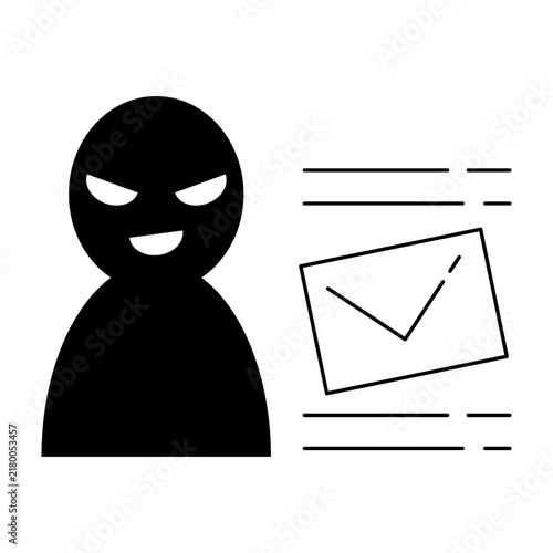Tapety artystyczne 怪しい人物が詐欺メールを送信しているシルエット