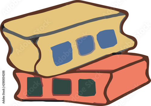 カラフルなブロックの手描きイラスト素材