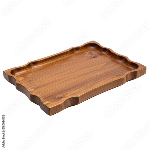 Wooden baking tray on light surface