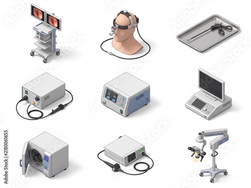 Isometric endoscopy and surgical medical equipment set