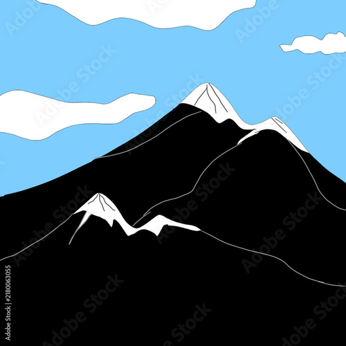 Minimalist Snow Capped Mountain Illustration