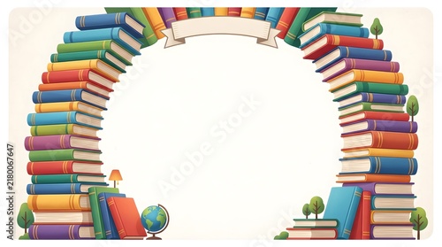 Arch of Colorful Books Education Background