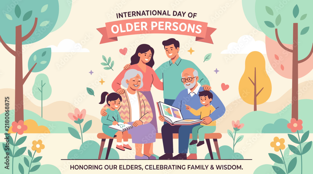 Obraz premium Multigenerational Family Spending Quality Time Together Outdoors to Celebrate and Honor the Wisdom and Experience of Older Generations