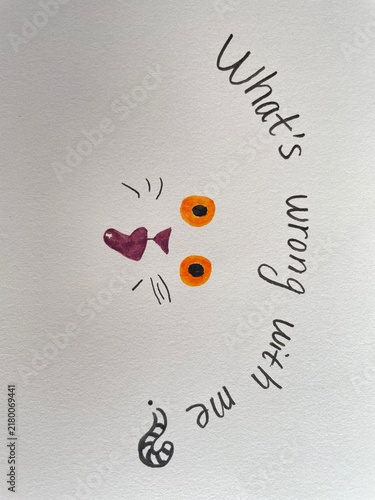 Foto hand drawn illustration 
a funny cat face