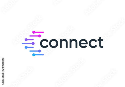 letter C connect logo. molecule technology connectivity icon vector design