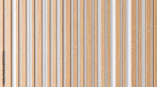 A clean, modern background featuring vertical natural wood slats alternating with white gaps.