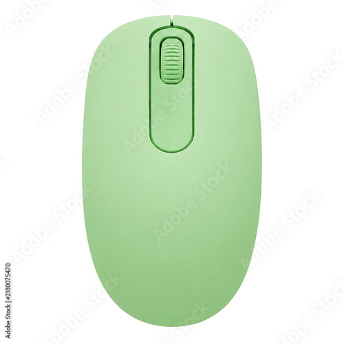 Modern wireless computer mouse in light green color