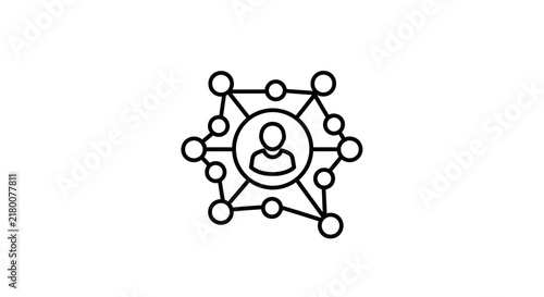 Network Connection Concept: Person Icon in Center of Abstract Network