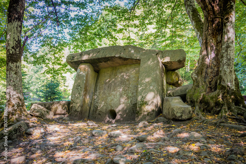 Картината върху платно Ancient portal dolmen in forest in Russia, Lagonaki