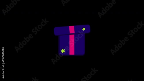 Gift Box animation. Alpha matte with transparent background with 4K Resolution.