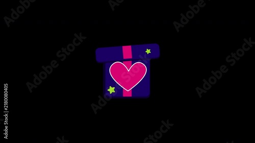 Gift Box animation. Alpha matte with transparent background with 4K Resolution.