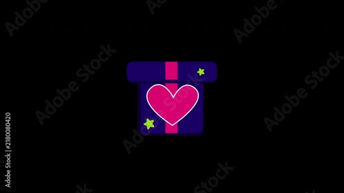 Gift Box animation. Alpha matte with transparent background with 4K Resolution.