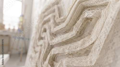 Intricate textured white canvas with thin strips in abstract design for artistic and creative projects