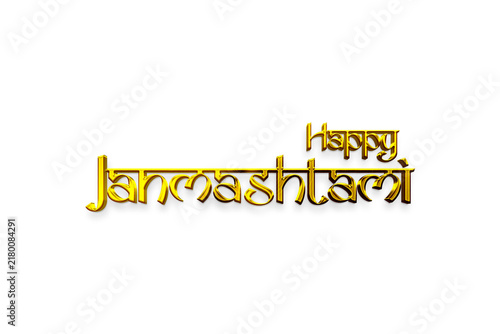 Happy Janmashtami Golden 3D Text Effect with Elegant Indian Festive Design