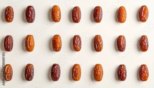 Fresh Sweet Date Fruit Pattern - Flat Lay on White Background