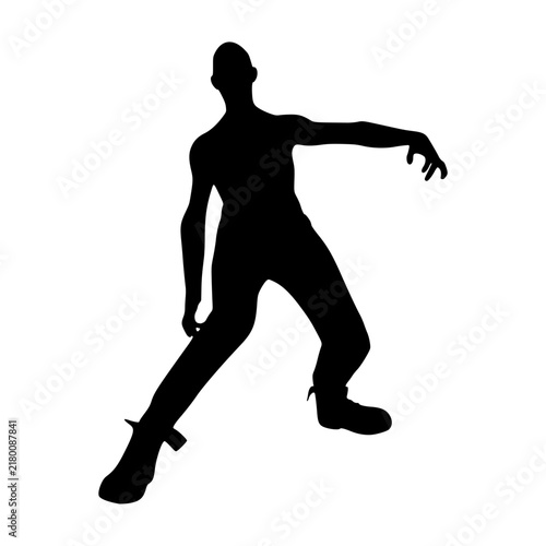 Cartoon zombie monster silhouette. Spooky and scary character. Isolated on white background.