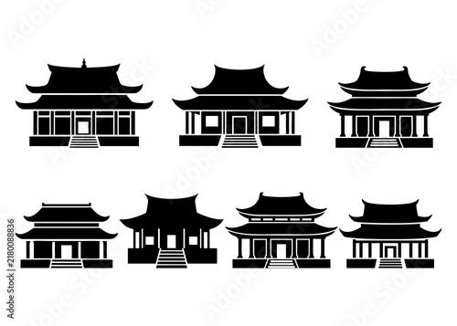 Black-and-white illustration of a Chinese temple.,kelenteng