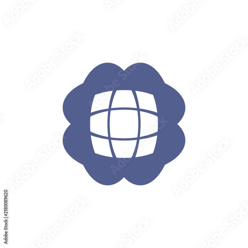 Blue cloud icon with earth globe. Cloud icon web computing vector icon illustration. 