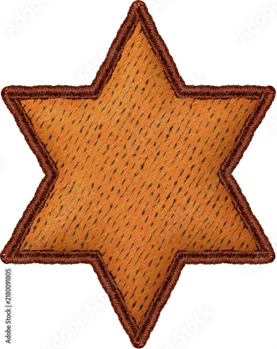 Orange Six Point Embroidered Star Textile Patch