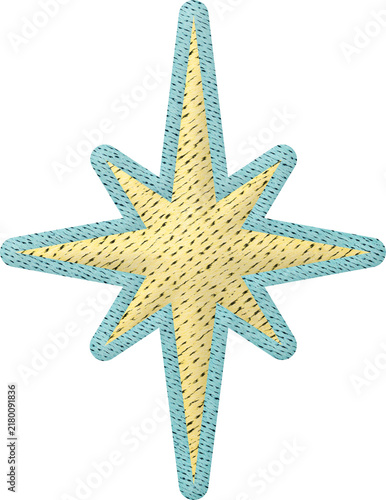 Yellow And Teal Embroidered Retro Starburst Patch