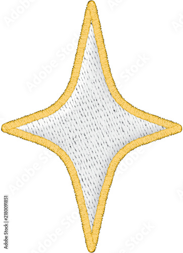 White Four Point Embroidered Sparkle Star Patch
