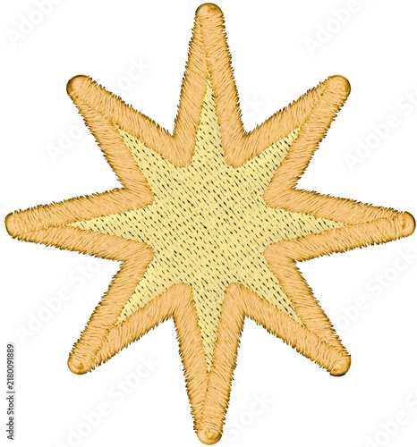 Yellow Eight Point Embroidered Starburst Textile Patch