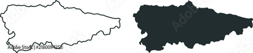 Minimalist vector outline and solid silhouette map of Asturias region in northern Spain