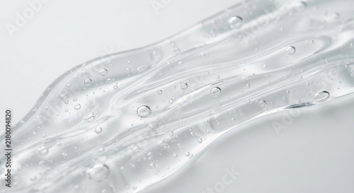 Transparent gel with tiny air bubbles on smooth surface