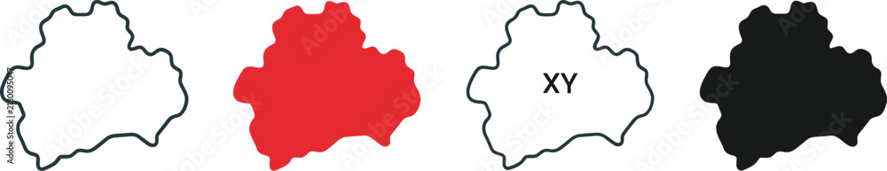 Obraz premium Set of vector maps and silhouettes of County Dublin with outline and solid variations