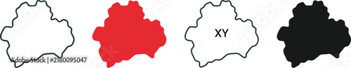 Photography Set of vector maps and silhouettes of County Dublin with outline and solid varia