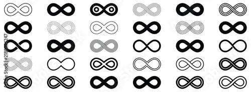 Cuadro en lienzo Infinity symbols featuring endless unlimited eternal continuity and timeless con