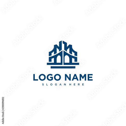 Modern Architectural Logo Design With Bridge Element And Text Space