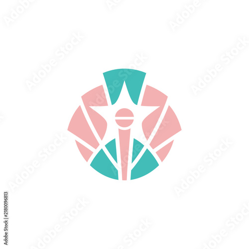Abstract Star Logo Design In Pink And Teal Colors