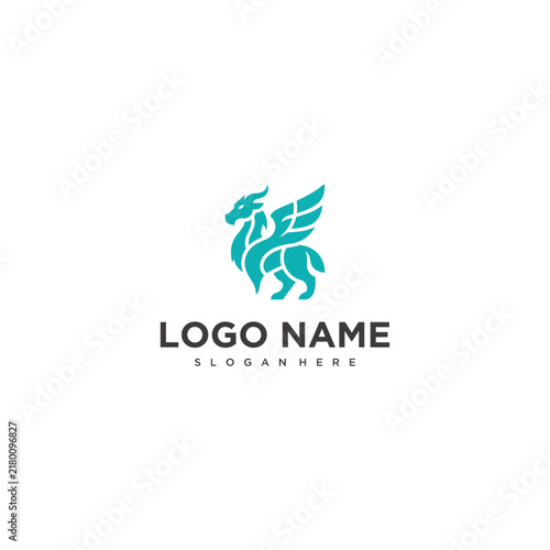 Mythical Creature Logo Design - Dragon Griffin Hybrid Icon