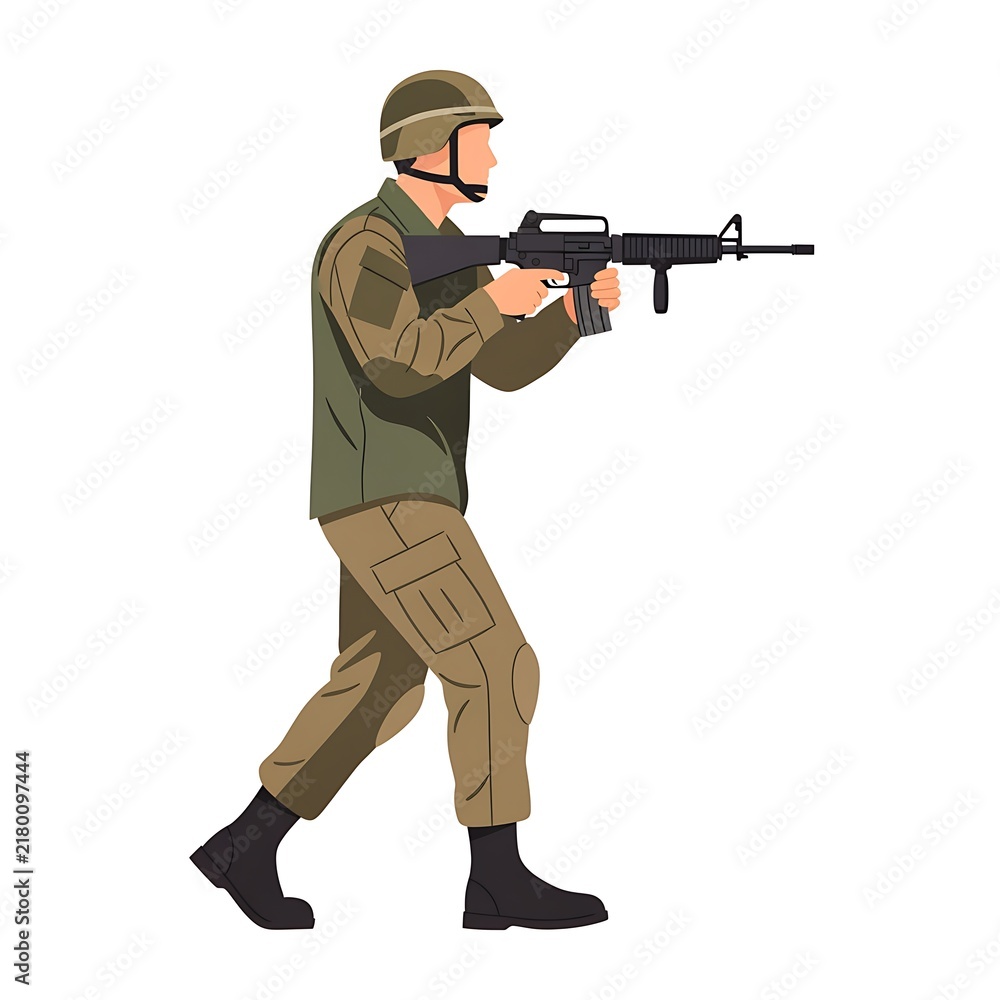 Obraz premium Military Soldier in Uniform Holding an Assault Rifle During Operation