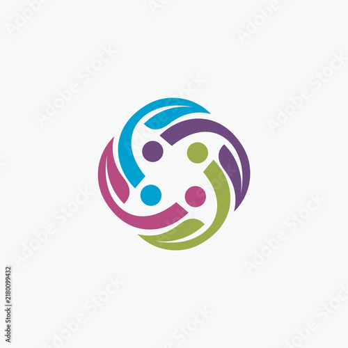 Abstract people logo design.fun people,healthy people,sport,community people symbol vector illustration.