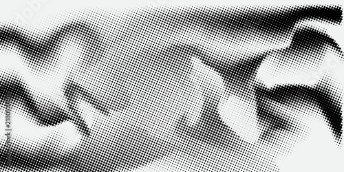 Abstract black and white dynamic wavy halftone dot pattern background